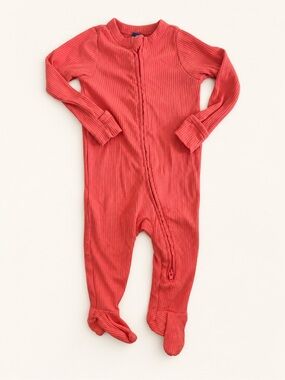 Old Navy Coral Ribbed Footed One-Piece